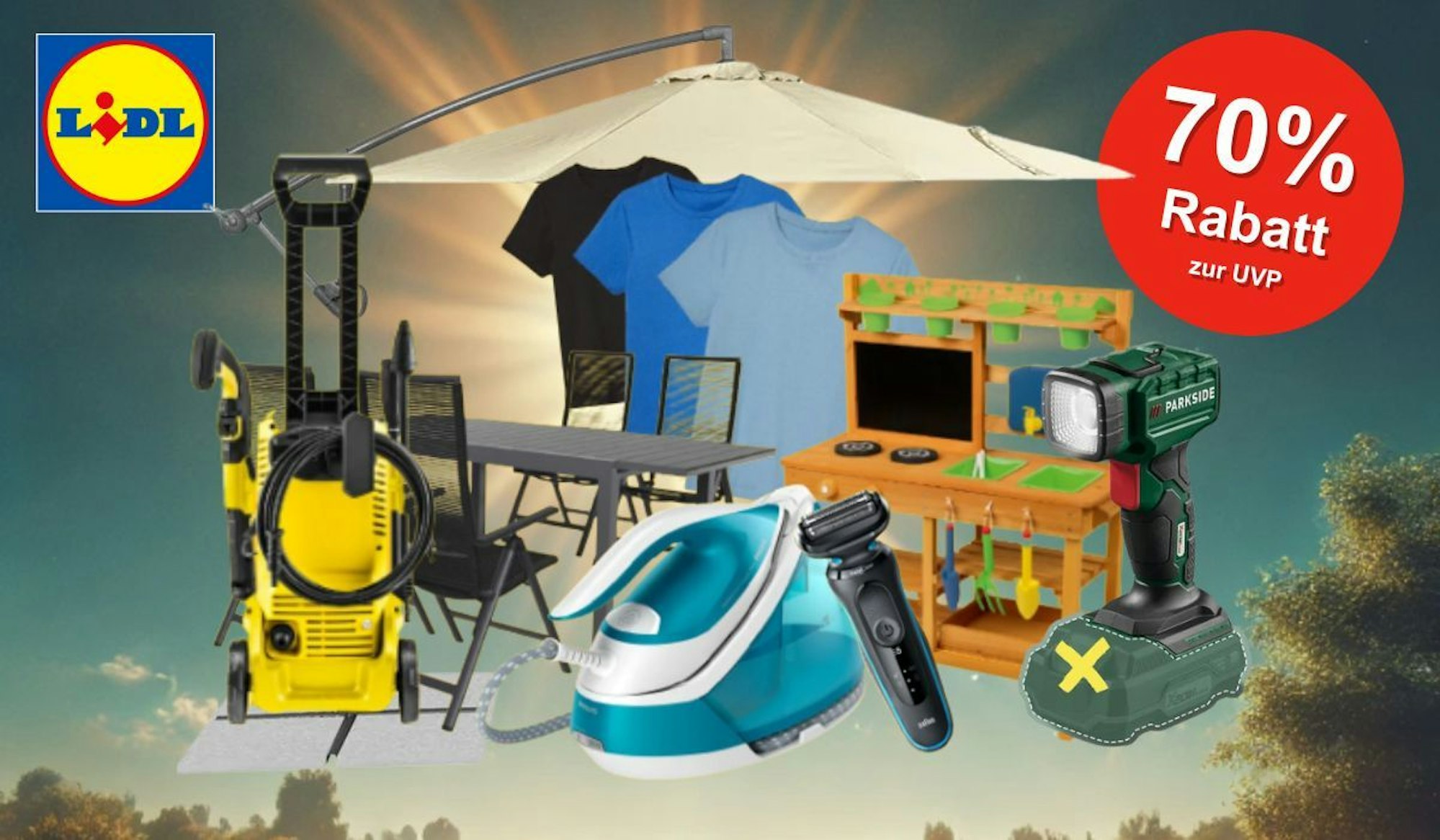 Auf dem Bild befinden sich einige Produkte, die sich im Lidl Sommer Sale befinden.