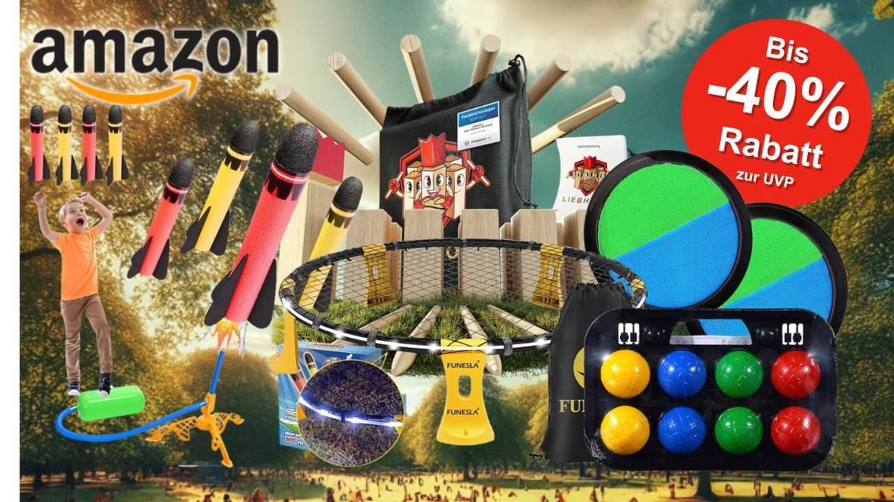 Auf dem Bild sind Outdoor Spiele für Groß und Klein zu sehen.