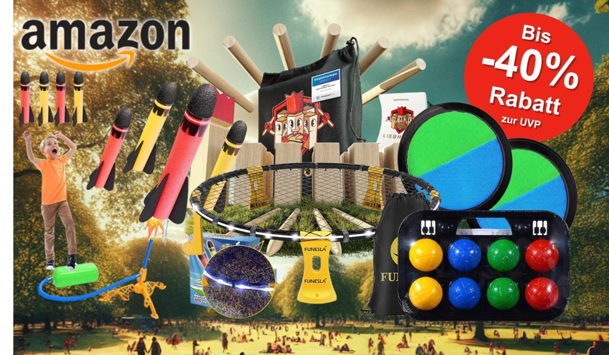 Auf dem Bild sind Outdoor Spiele für Groß und Klein zu sehen.