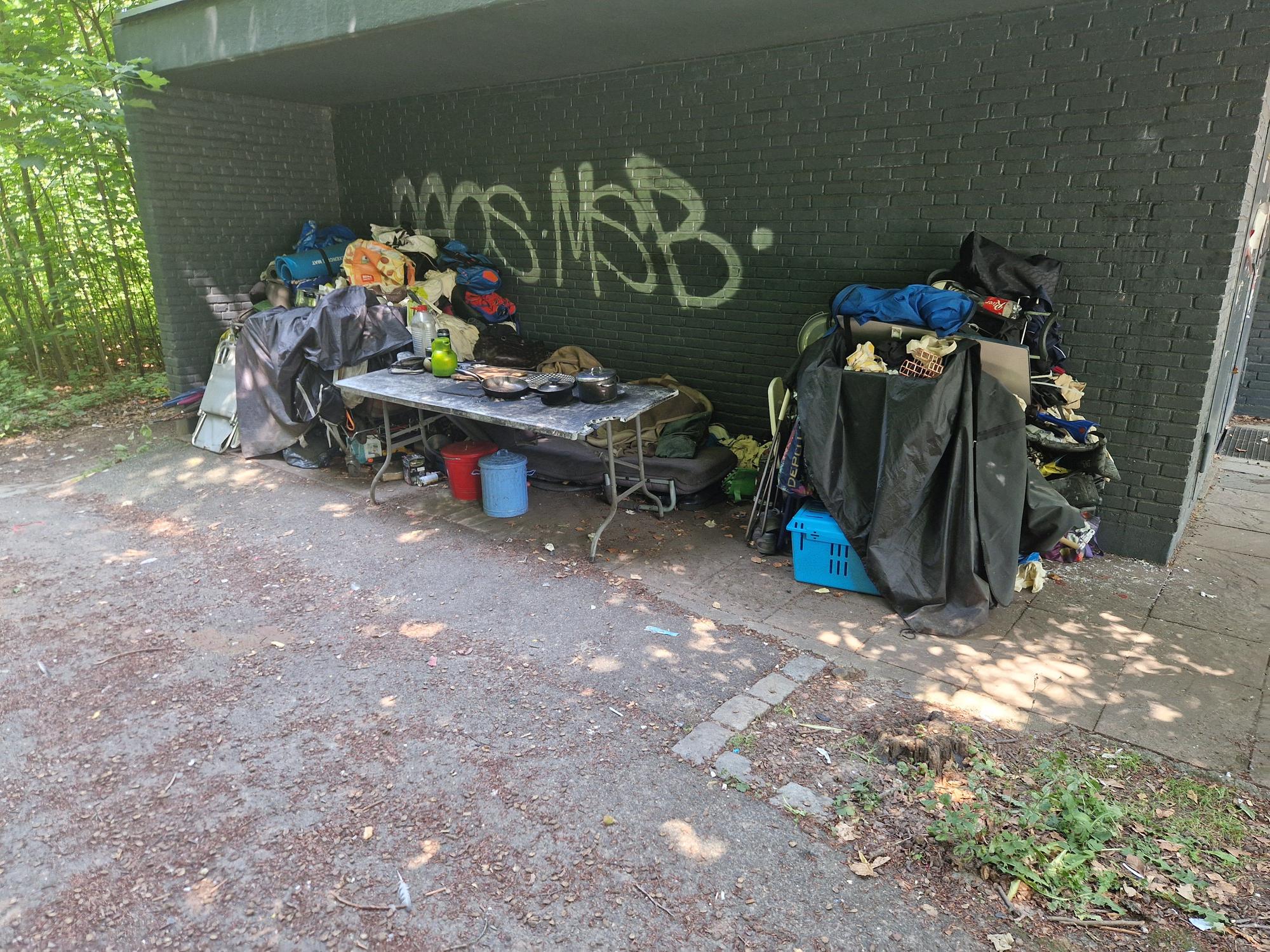 Ein Quartier einer obdachlosen Person.