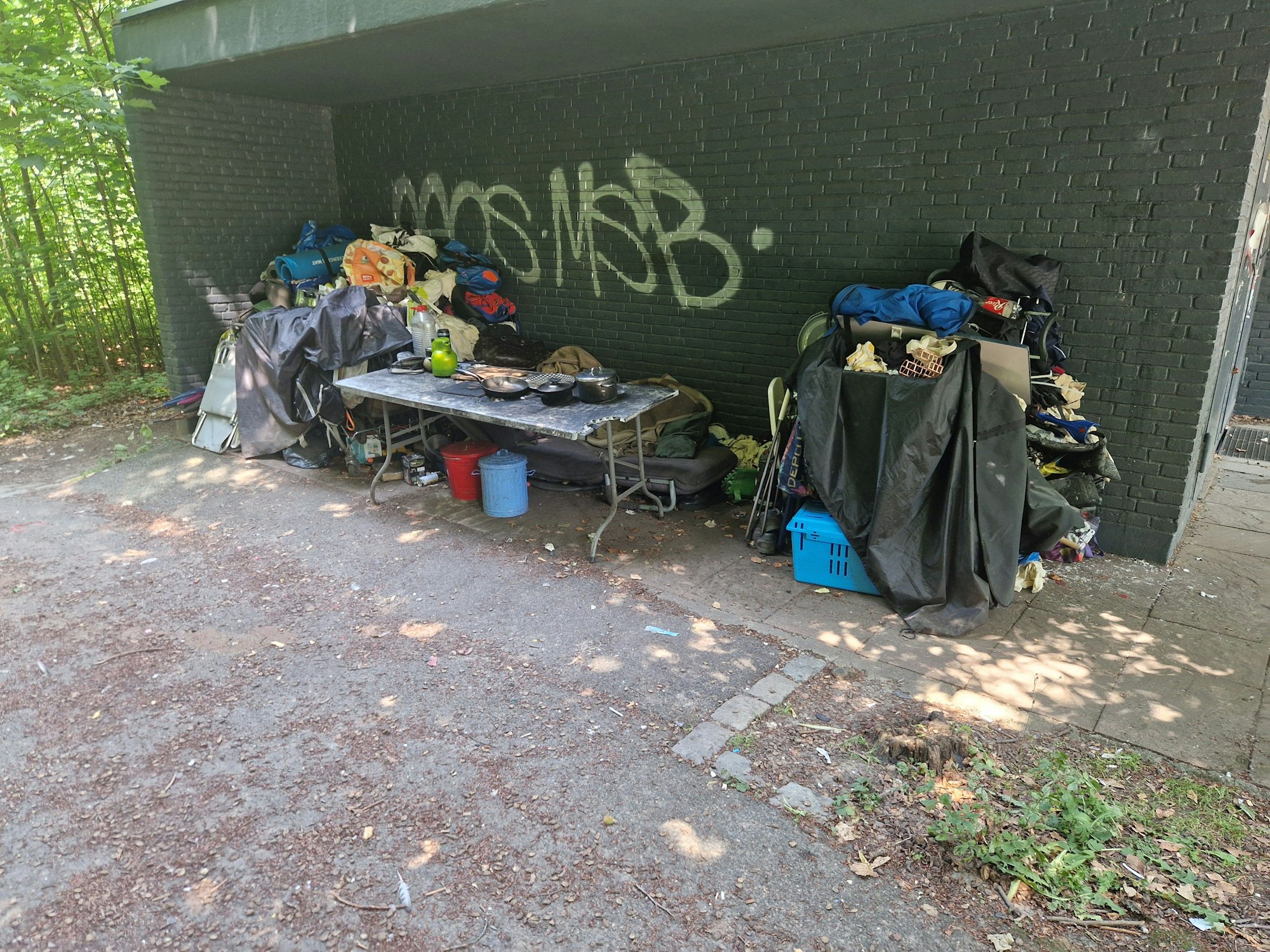 Ein Quartier einer obdachlosen Person.