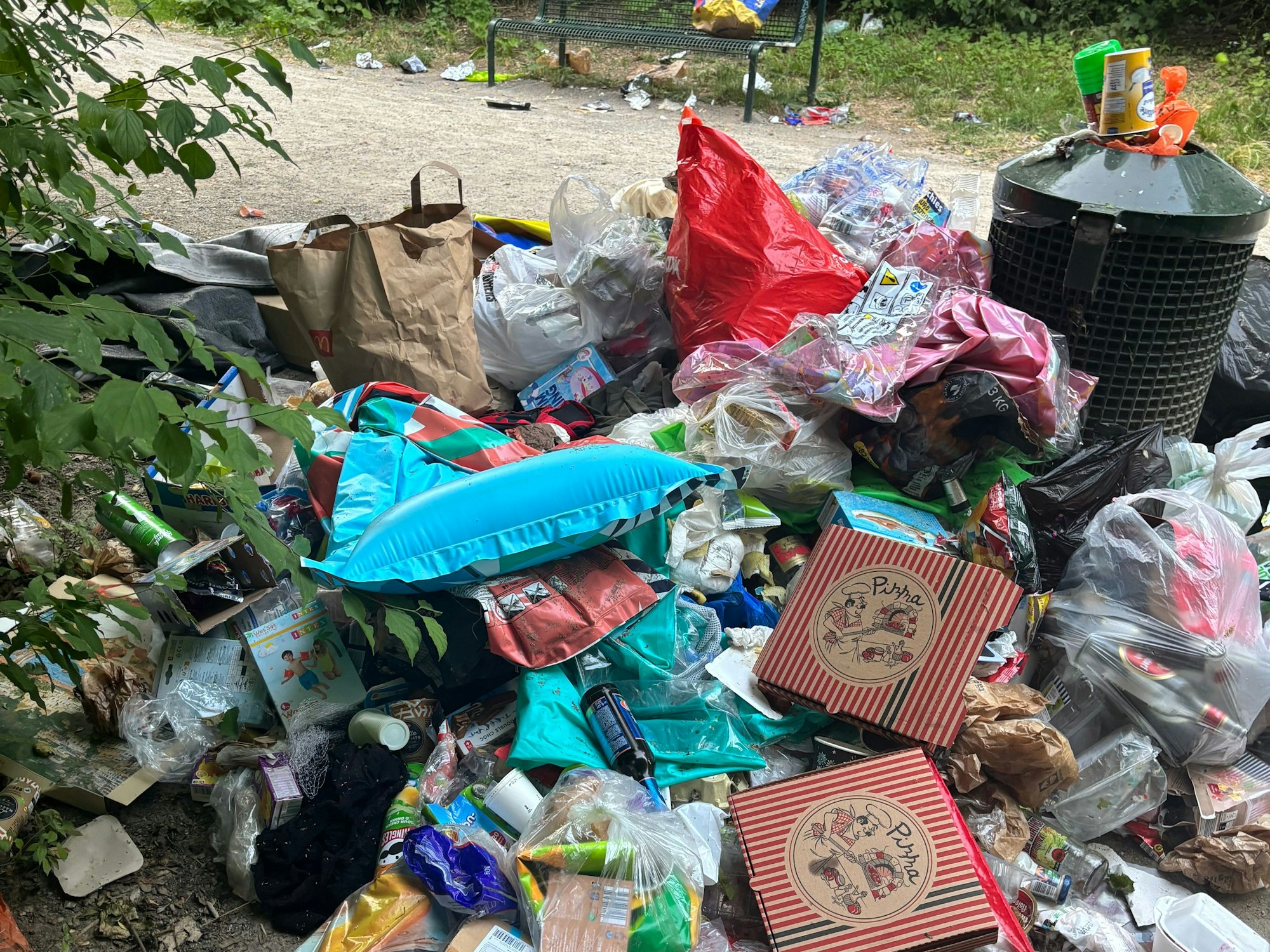 Unfassbare Müllberge türmen sich im Landschaftsschutzgebiet am Escher See auf.