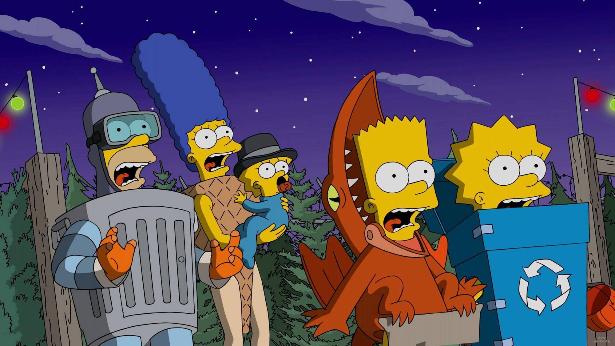 Die Simpsons-Familie: Homer, Marge, Maggie, Bart und Lisa in einer Folge aus der 28. Staffel.