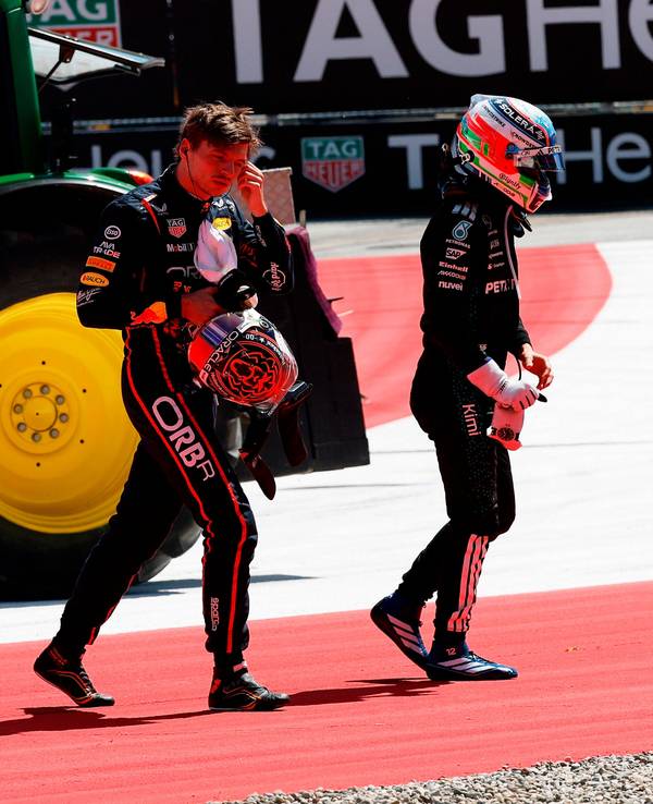 F1-Weltmeister Max Verstappen am Sonntag (29. Juni 2025) nach seinem Chrash mit Mercedes-Pilot Kimi Antonelli.