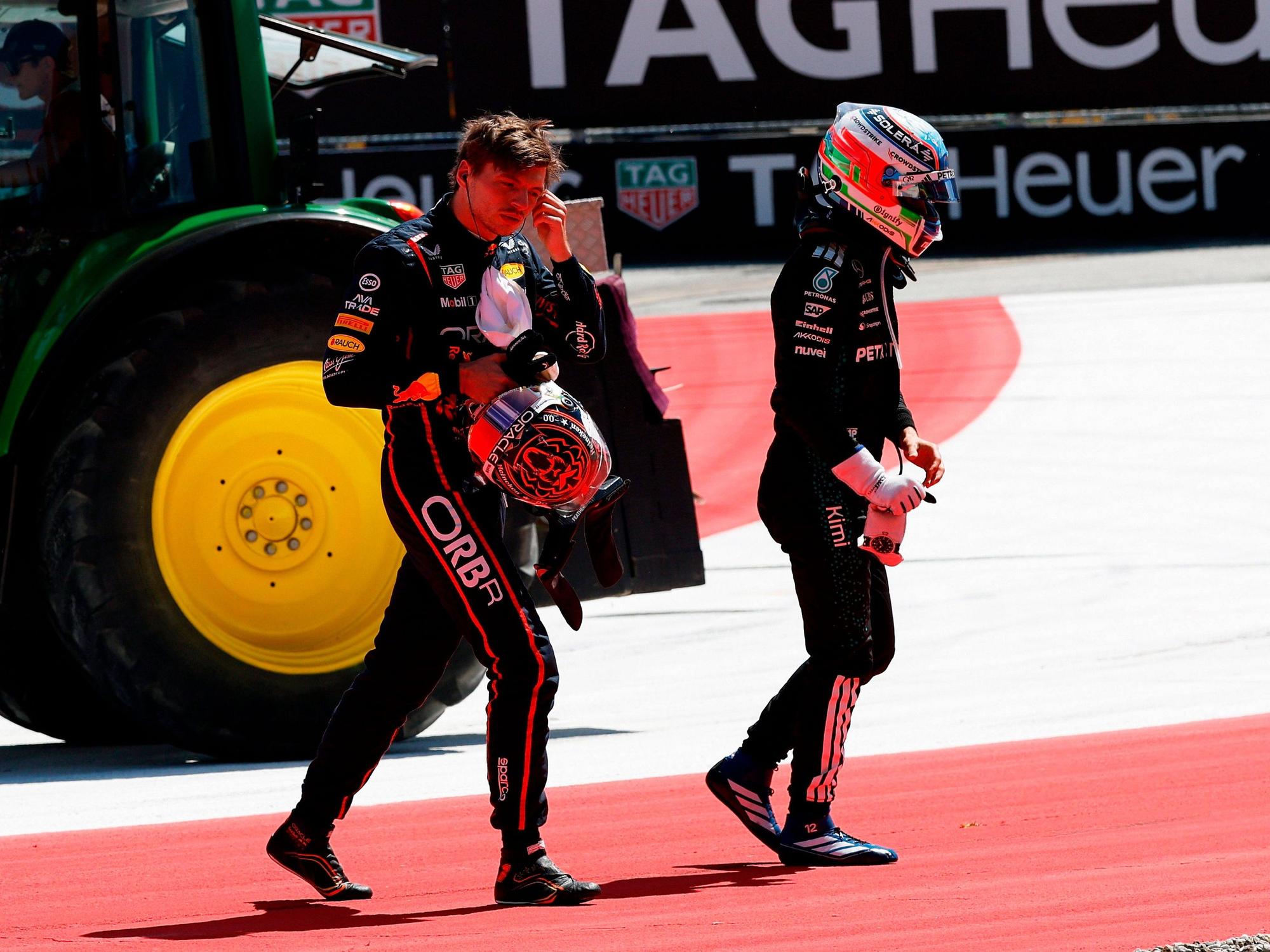 F1-Weltmeister Max Verstappen am Sonntag (29. Juni 2025) nach seinem Chrash mit Mercedes-Pilot Kimi Antonelli.