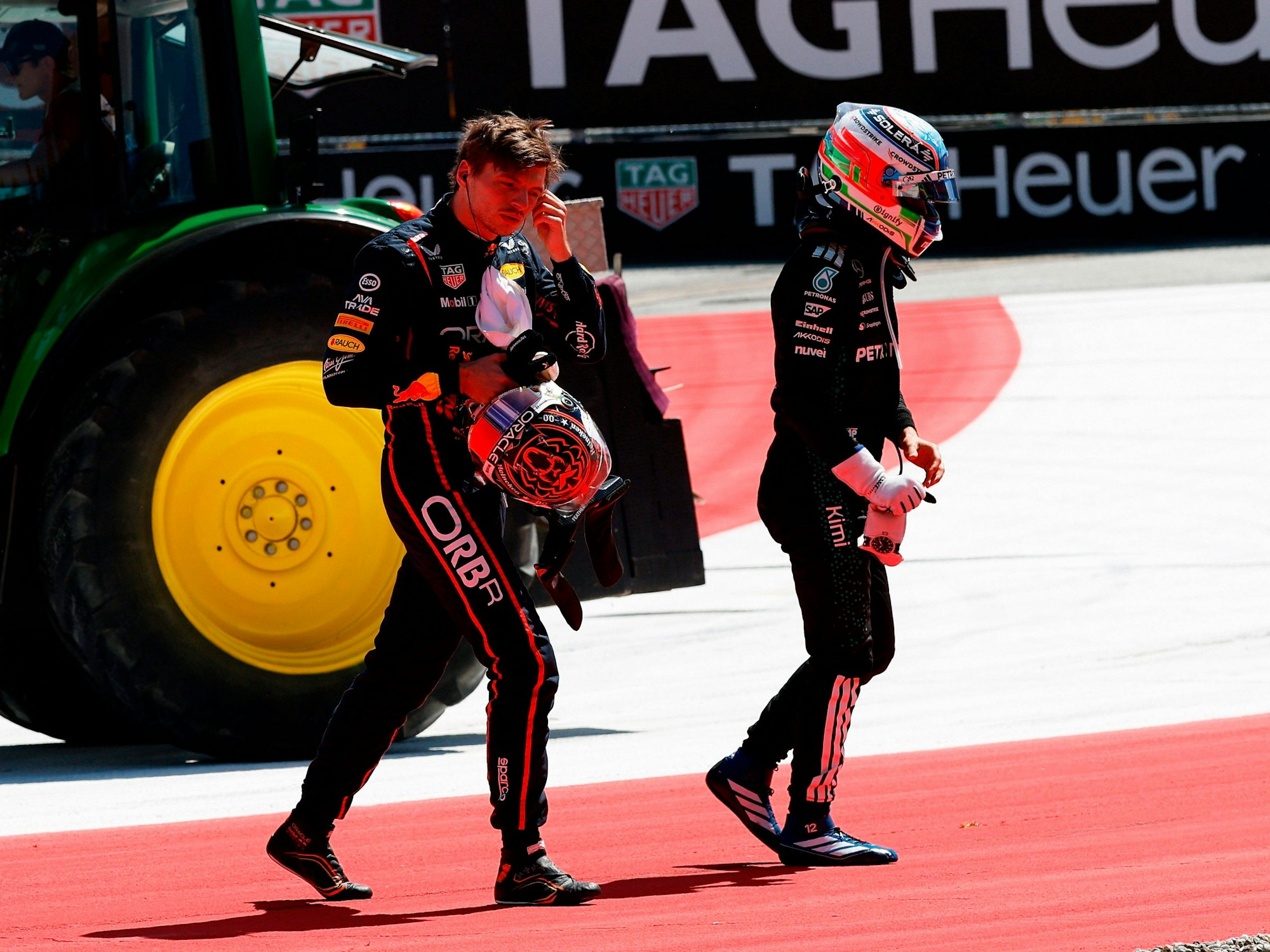 F1-Weltmeister Max Verstappen am Sonntag (29. Juni 2025) nach seinem Chrash mit Mercedes-Pilot Kimi Antonelli.