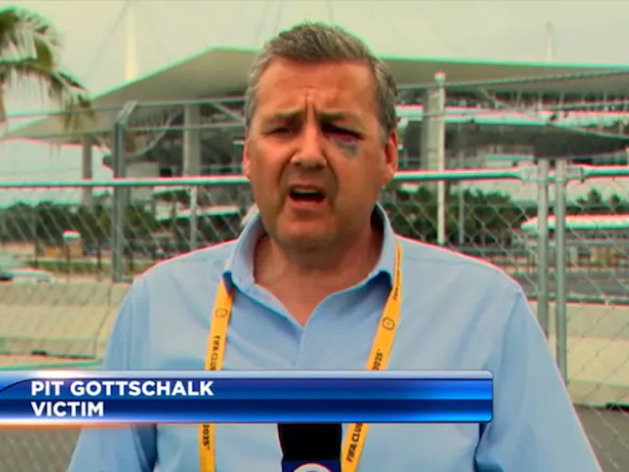 Der deutsche Reporter Pit Gottschalk bei einer TV-Übertragung.