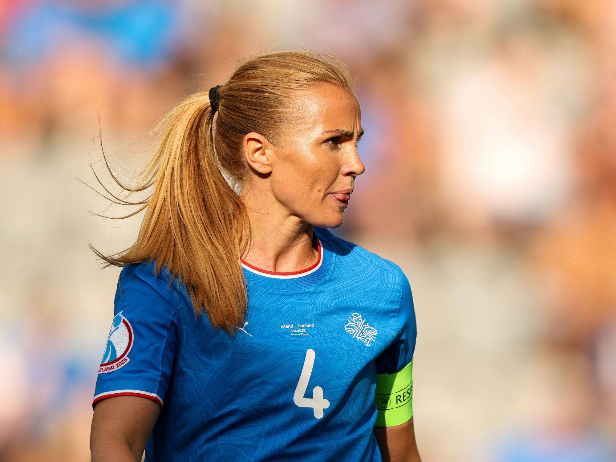 Glodis Viggosdottir im ersten Gruppenspiel gegen Finnland.