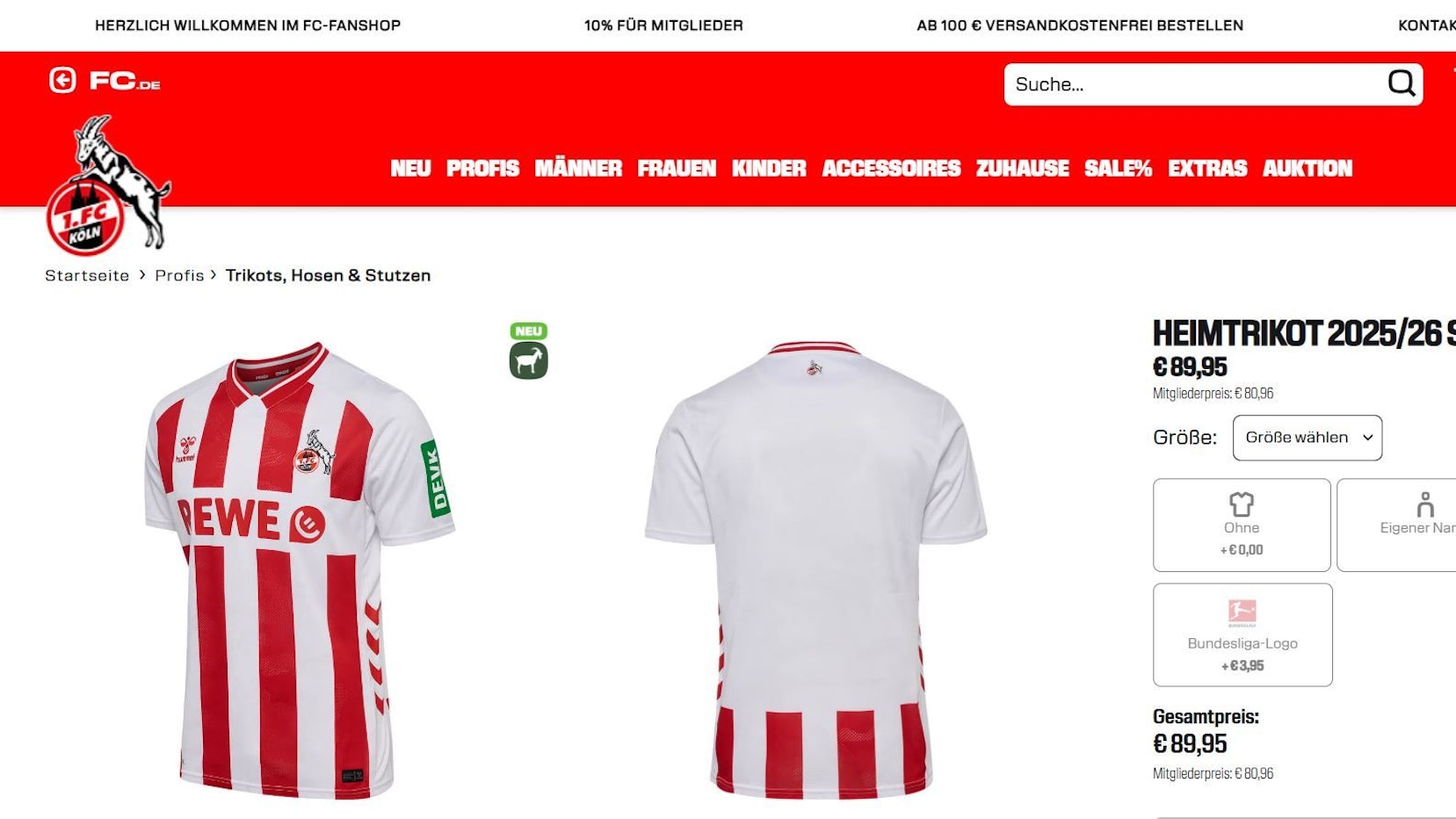 Im Fanshop war das neue FC-Trikot am Donnerstag schon vor 9 Uhr zu sehen.