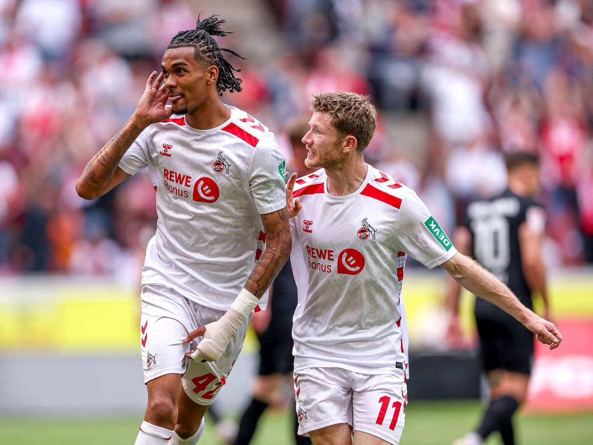Damion Downs jubelt gegen Preußen Münster.