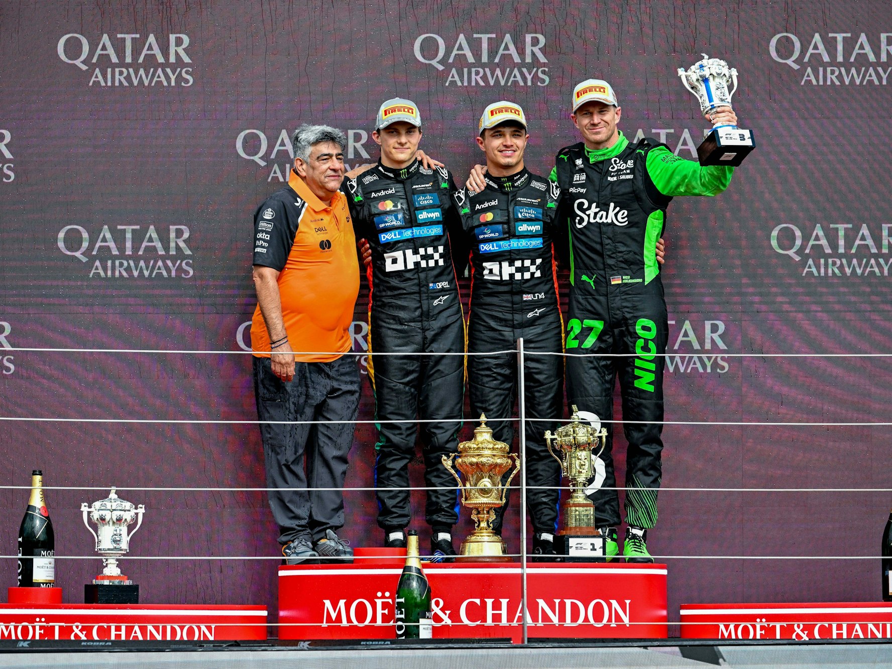 Das Podiumsfoto nach dem GP in Silverstone.