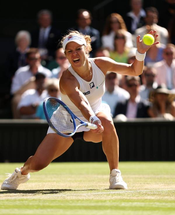 Tennis-Profi Laura Siegemund am Dienstag (8. Juli 2025) im Wimbledon-Viertelfinale gegen Aryna Sabalenka.