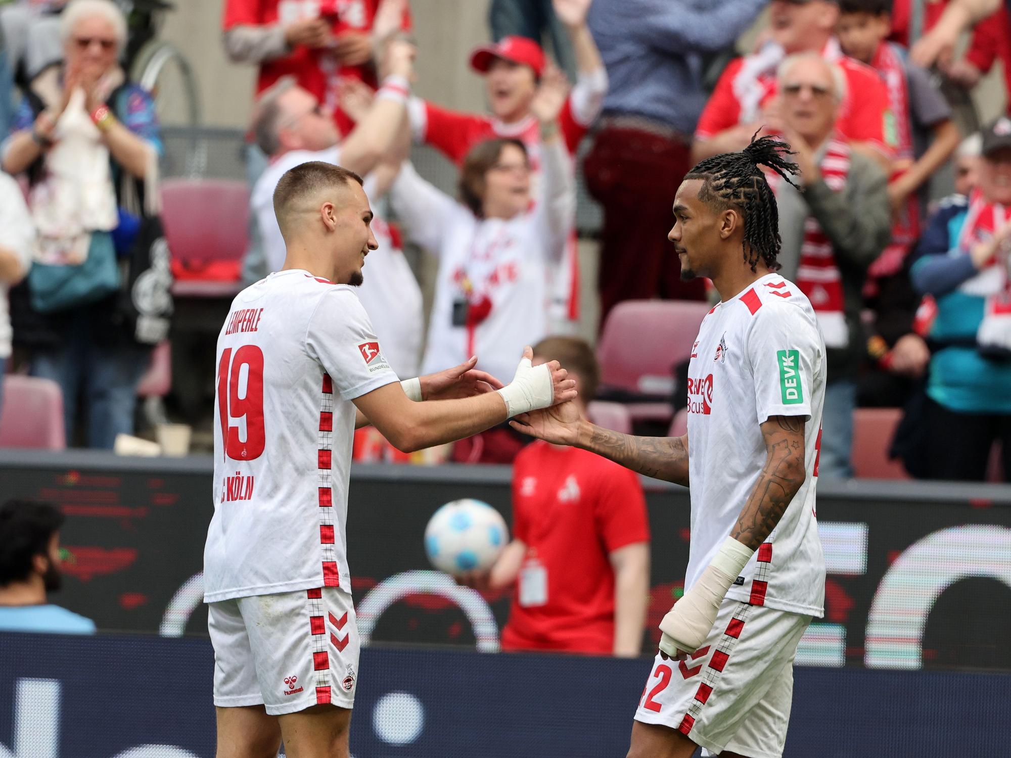 Tim Lemperle und Damion Downs im Spiel gegen Münster.