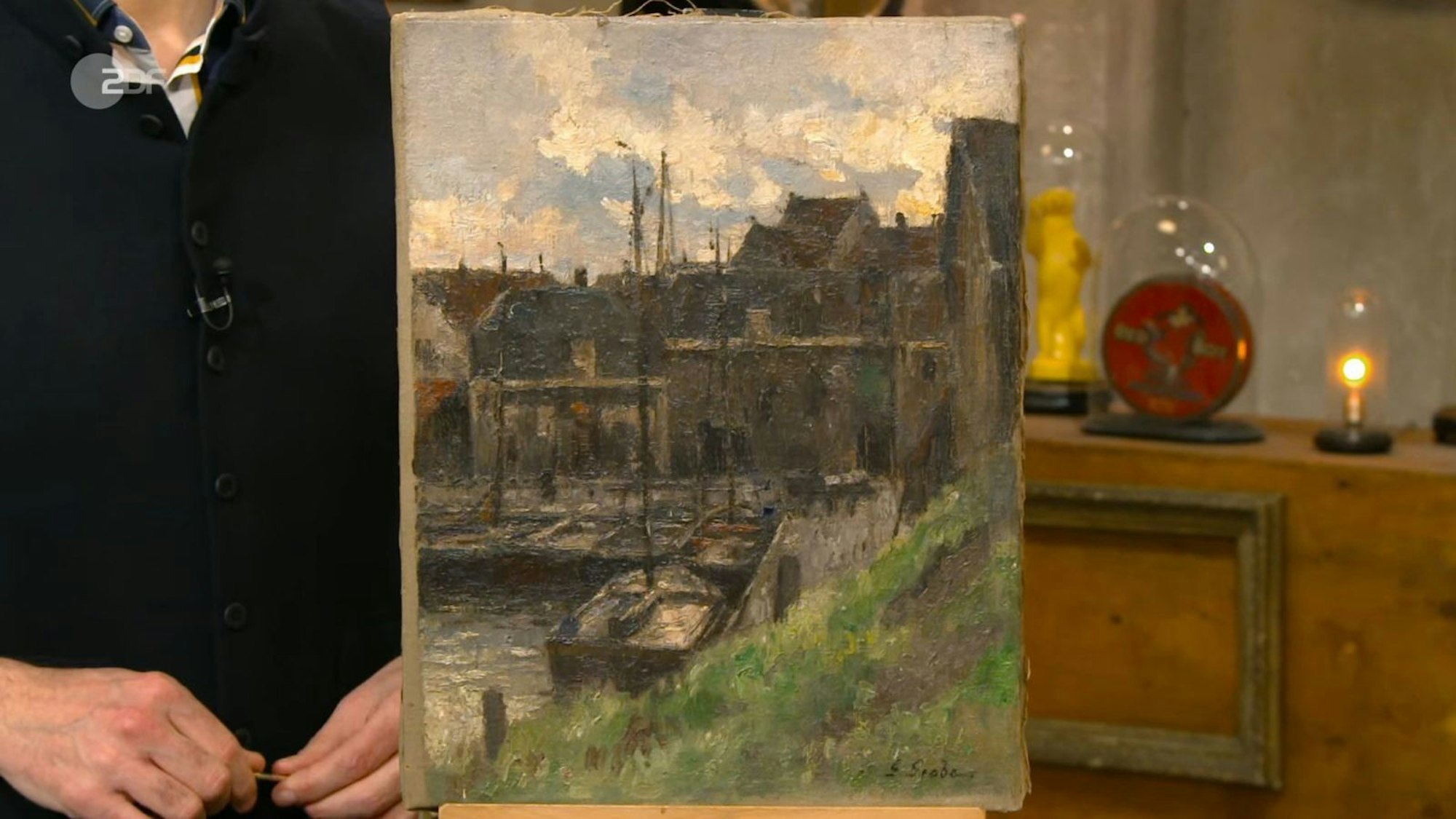 Zwei Ölgemälde von German Grobe aus den 1910er/20er Jahren brachten Gabi und Norbert mit. (Bild: ZDF)