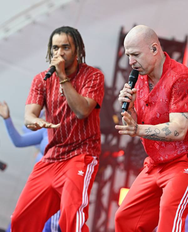 Culcha Candela (von links) mit Johnny Strange, Mateo und Don Cali beim Glücksgefühle-Festival 2024 auf dem Hockenheimring.