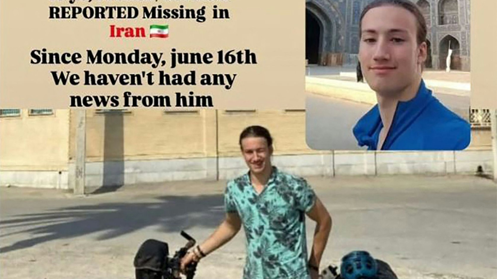 Lennart Monterlos, hier auf einem Screenshot von Instagram zu sehen, wurde im Iran festgenommen.