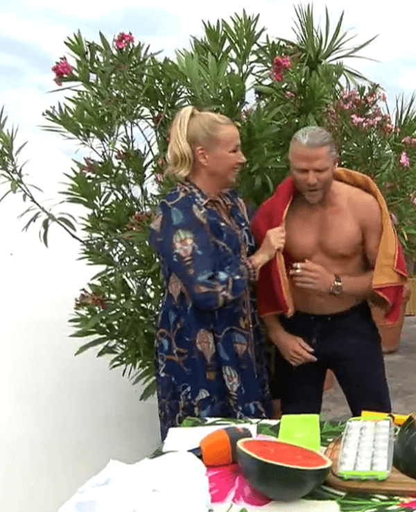 Andrea Kiewel, Paul Janke und Malte Kaltenbrink im ZDF-Fernsehgarten am 13. Juli 2025