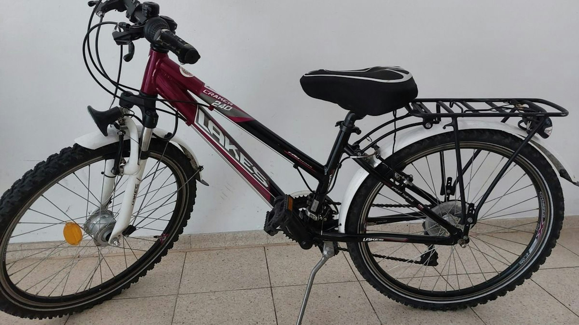 Ein blau-weißes Kinderfahrrad der Marke Puky.