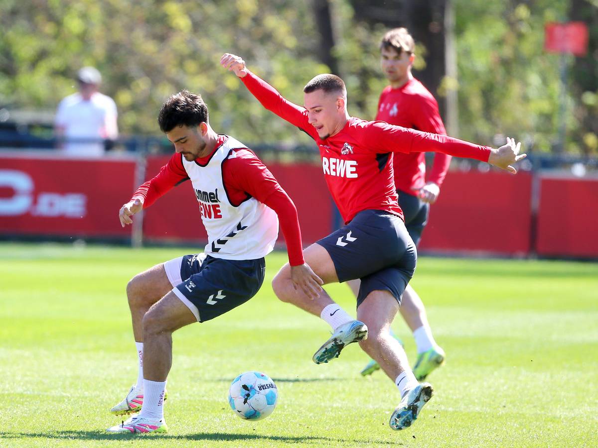 Mikail Özkan und Tim Lemperle im Training des 1. FC Köln.
