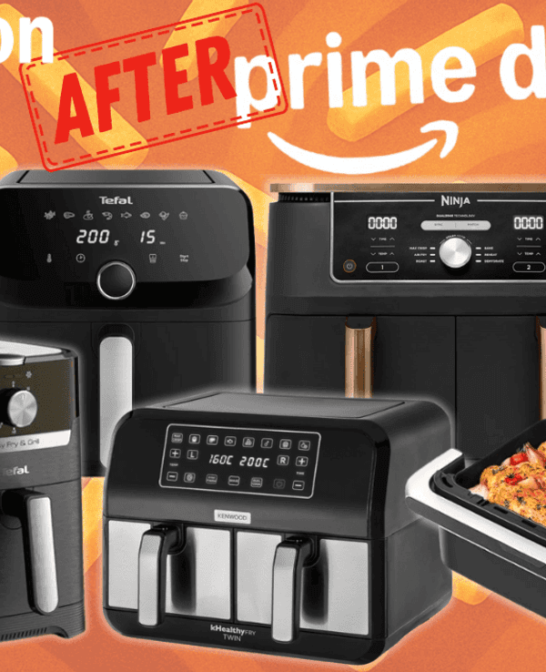 Auf dem Bild sind viele unterschiedliche Airfryer Modelle diverser Marken abgebildet.