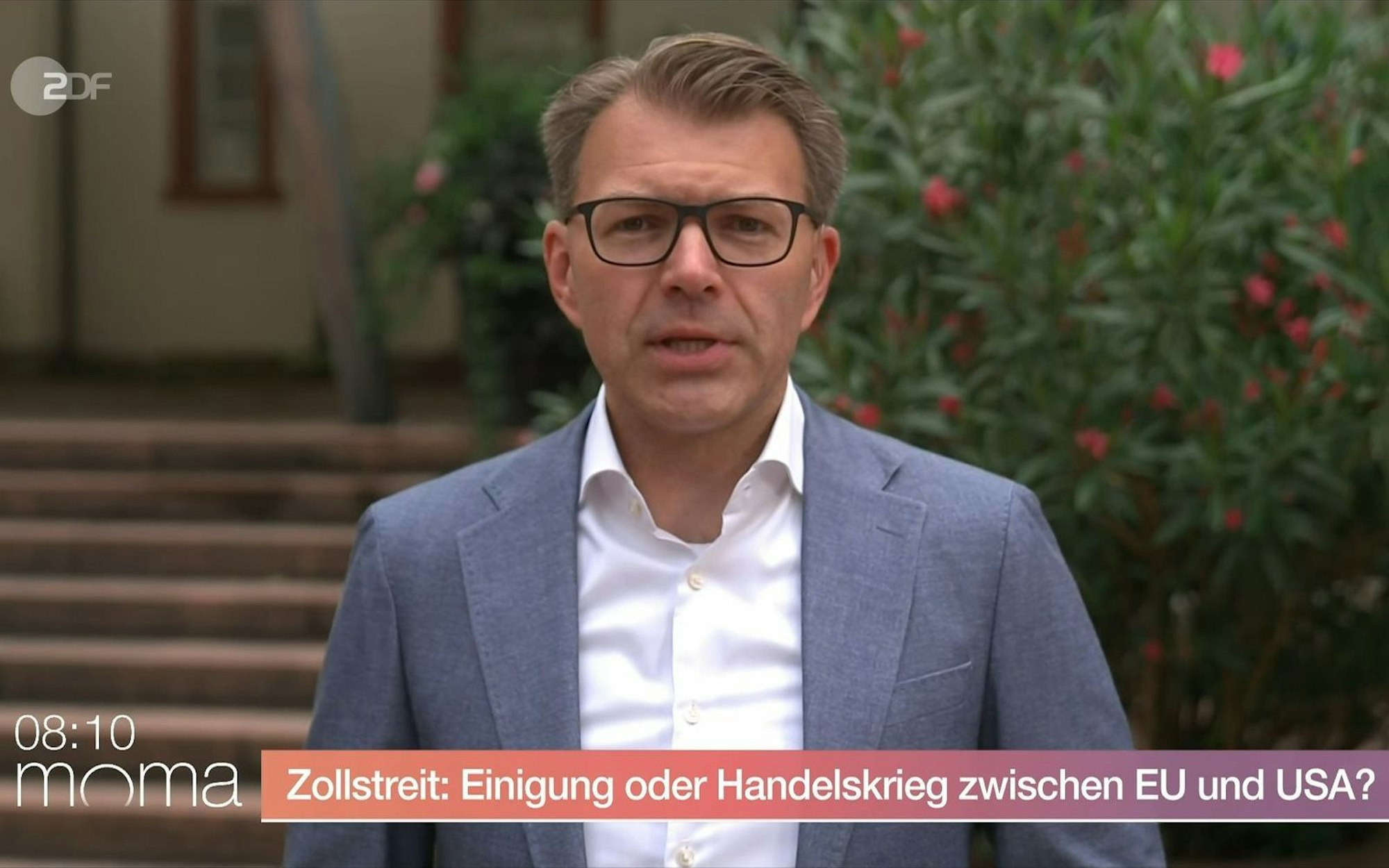 CDU-Politiker Daniel Caspary hat im ZDF-“Morgenmagazin“ über die aktuellen Zollverhandlungen mit Donald Trump gesprochen und deutliche Worte gewählt. (Bild: ZDF)