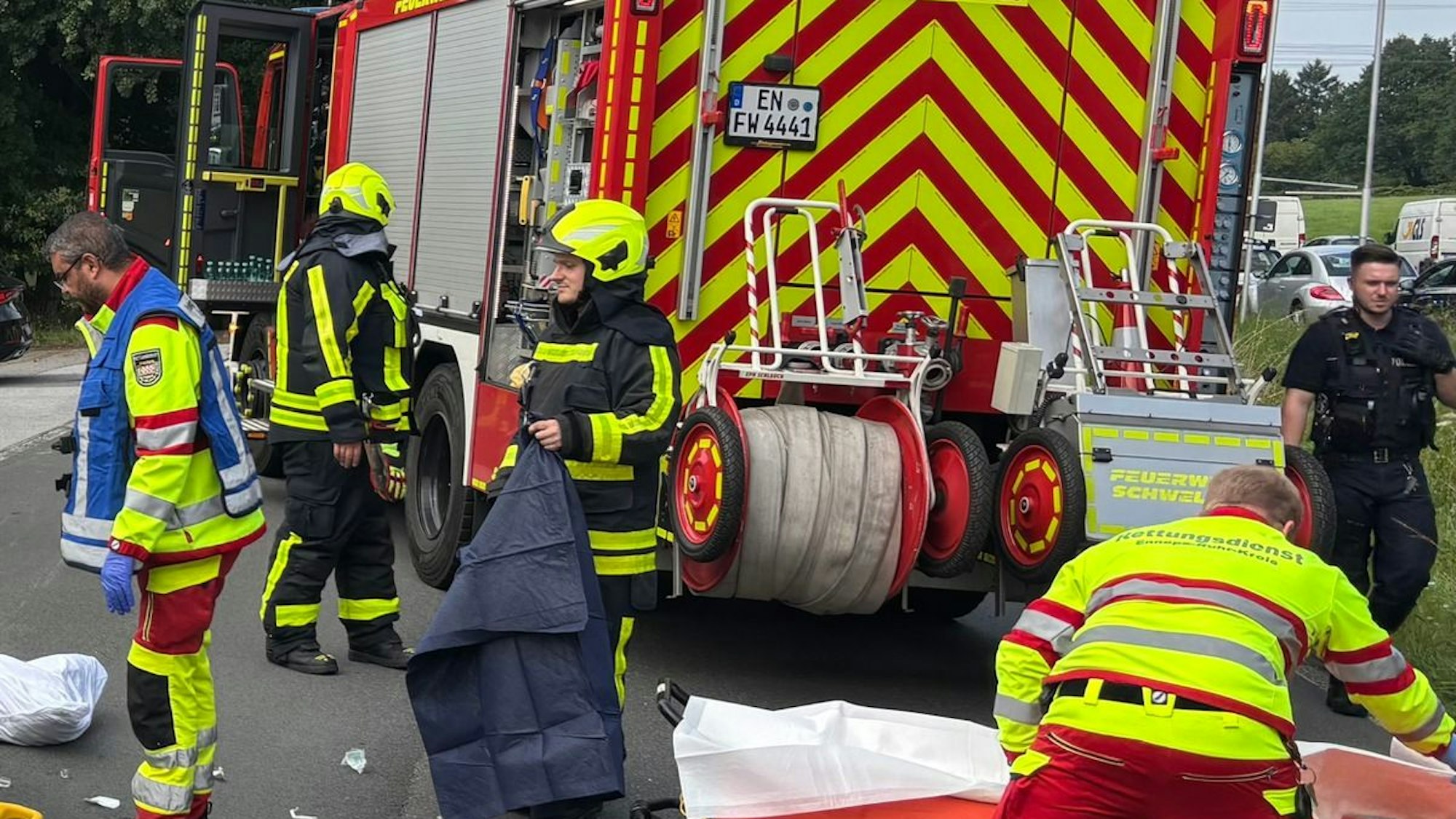 Unfallstelle an der Hattinger Straße in Schwelm.