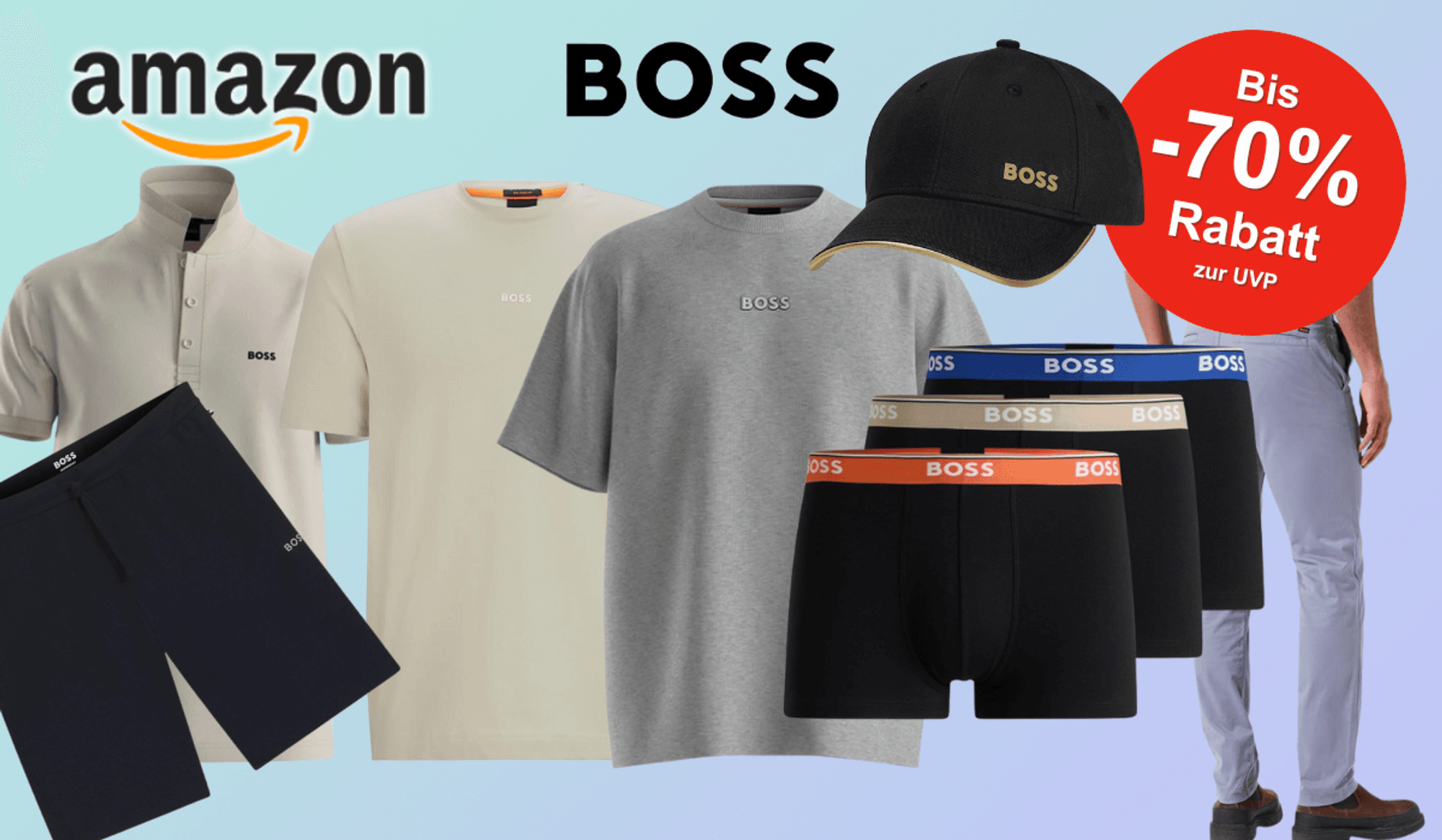 Auf dem Bild sind BOSS Artikel im Amazon Sale zu sehen.