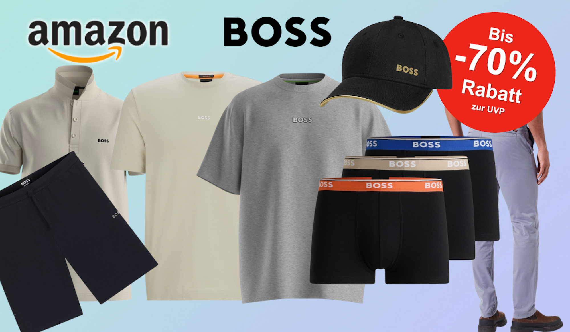 Auf dem Bild sind BOSS Artikel im Amazon Sale zu sehen.