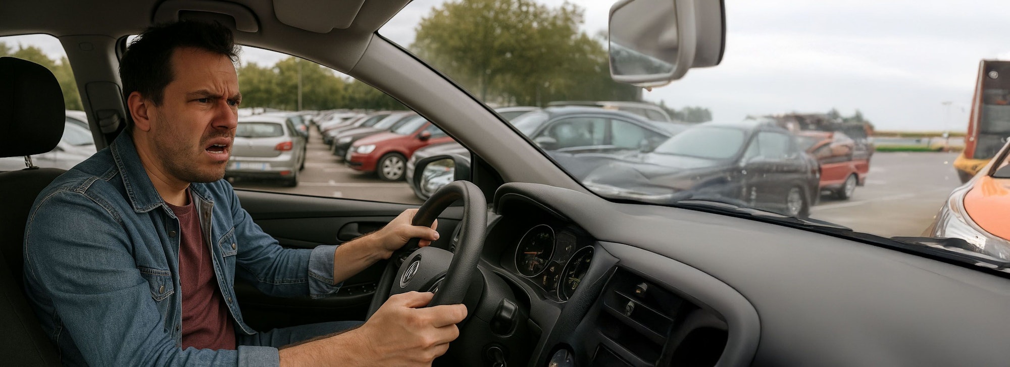 Da kann Mann schon mal die Nerven verlieren: die Parkplatzsuche in Köln ist mehr als schwierig.