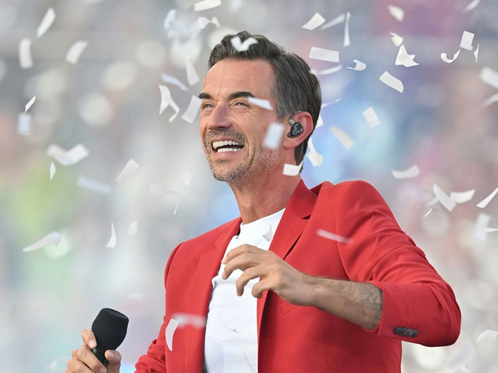 Florian Silbereisen beim „Schlagerboom Open Air 2025“ in Kitzbühel: „Ganz wichtig, dass es diese Sendungen gibt.“ (Bild: 2025 Getty Images/Kerstin Joensson)