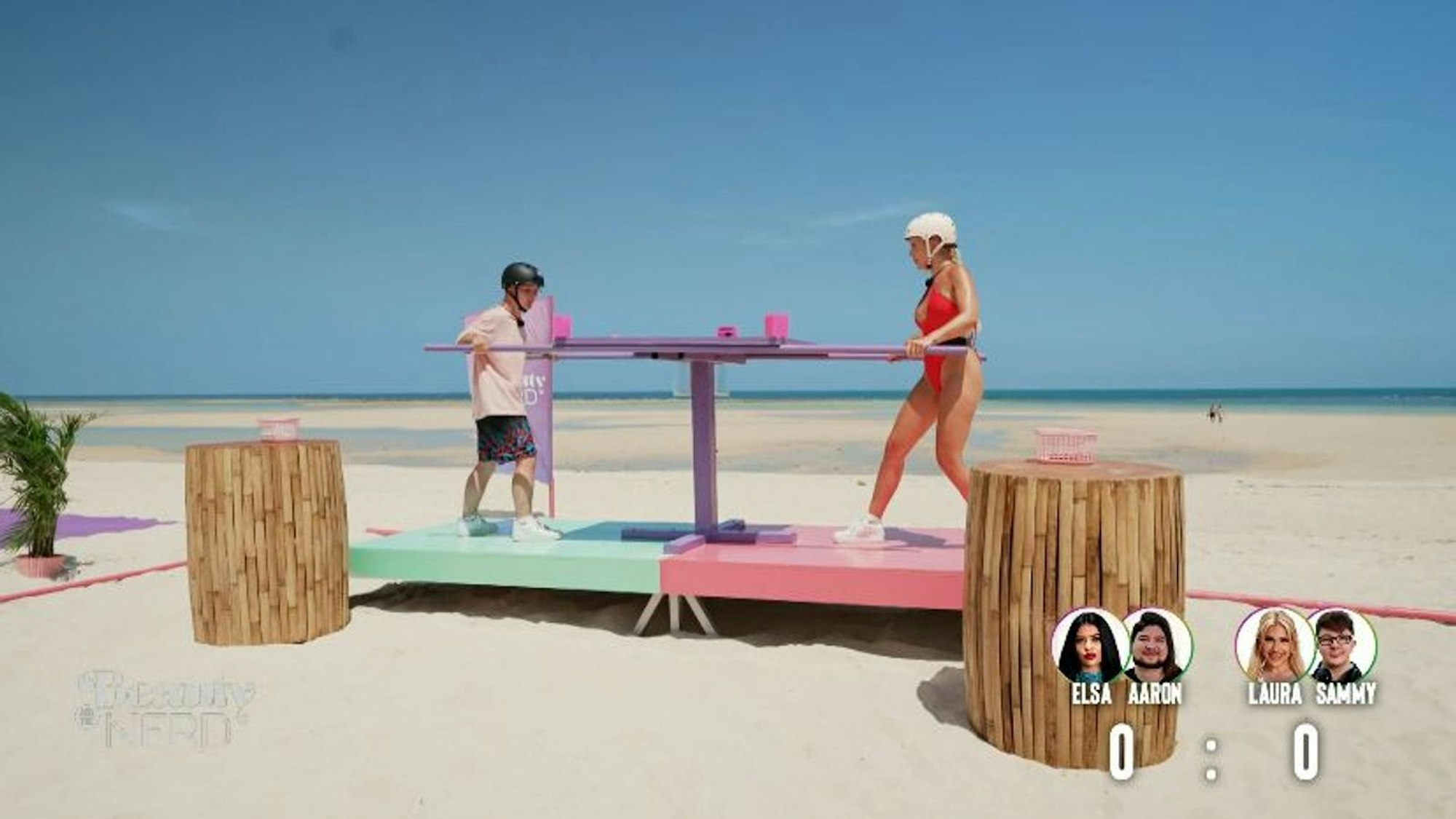 An fünf Stationen müssen sich die Teams beweisen. Am Ende herrscht Gleichstand zwischen Laura und Sammy und Elsa und Aaron. (Bild: Joyn)