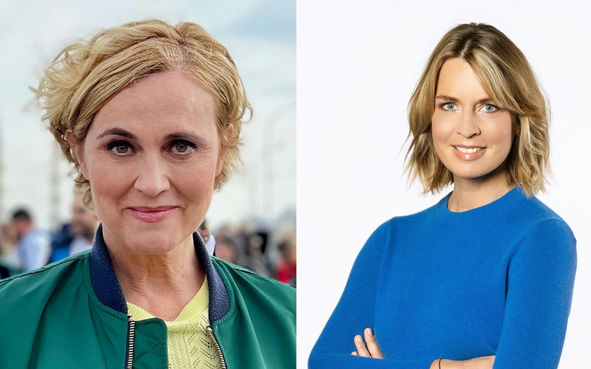 Jessy Wellmer (rechts) folgte 2023 auf Caren Miosga bei den „Tagesthemen“. Miosga moderiert seither im Ersten einen Polit-Talk. (Bild: SWR)