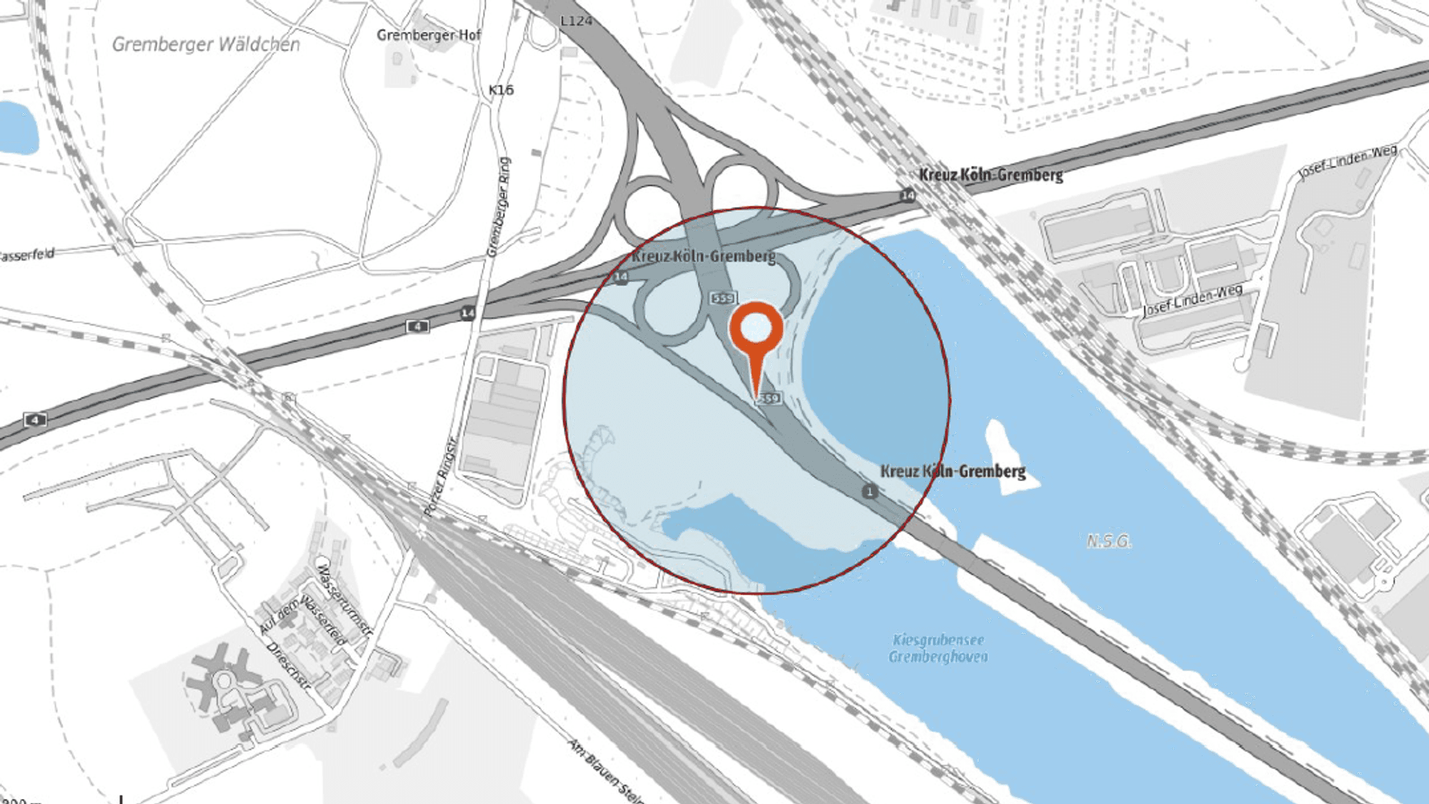 Die Karte der Stadt Köln zeigt den Sperr-Radius zur Entschärfung der Bombe.