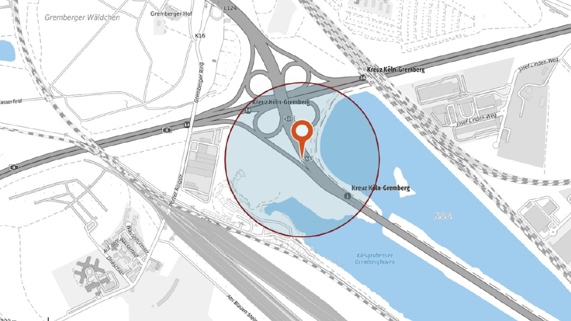 Die Karte der Stadt Köln zeigt den Sperr-Radius zur Entschärfung der Bombe.