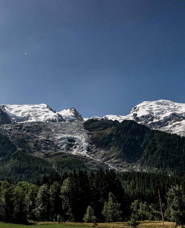 TOPSHOT - This photograph shows a view of a hole that appeared on the Bossons glacier in Chamonix-Mont-Blanc, on July 11, 2025. (Photo by JEFF PACHOUD / AFP)
