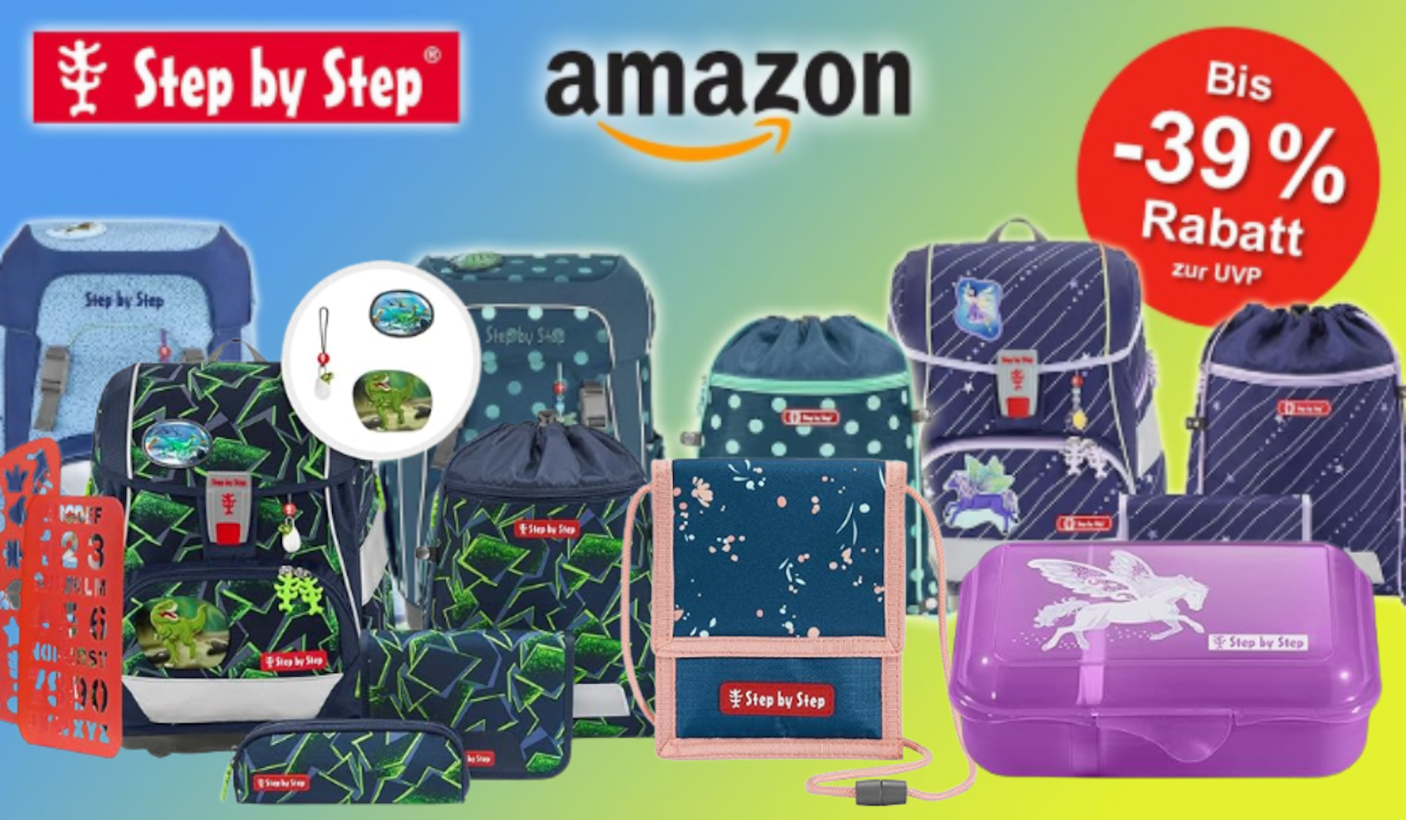 Auf dem Bild sind verschiedene Produkte der Marke Step By Step zu sehen