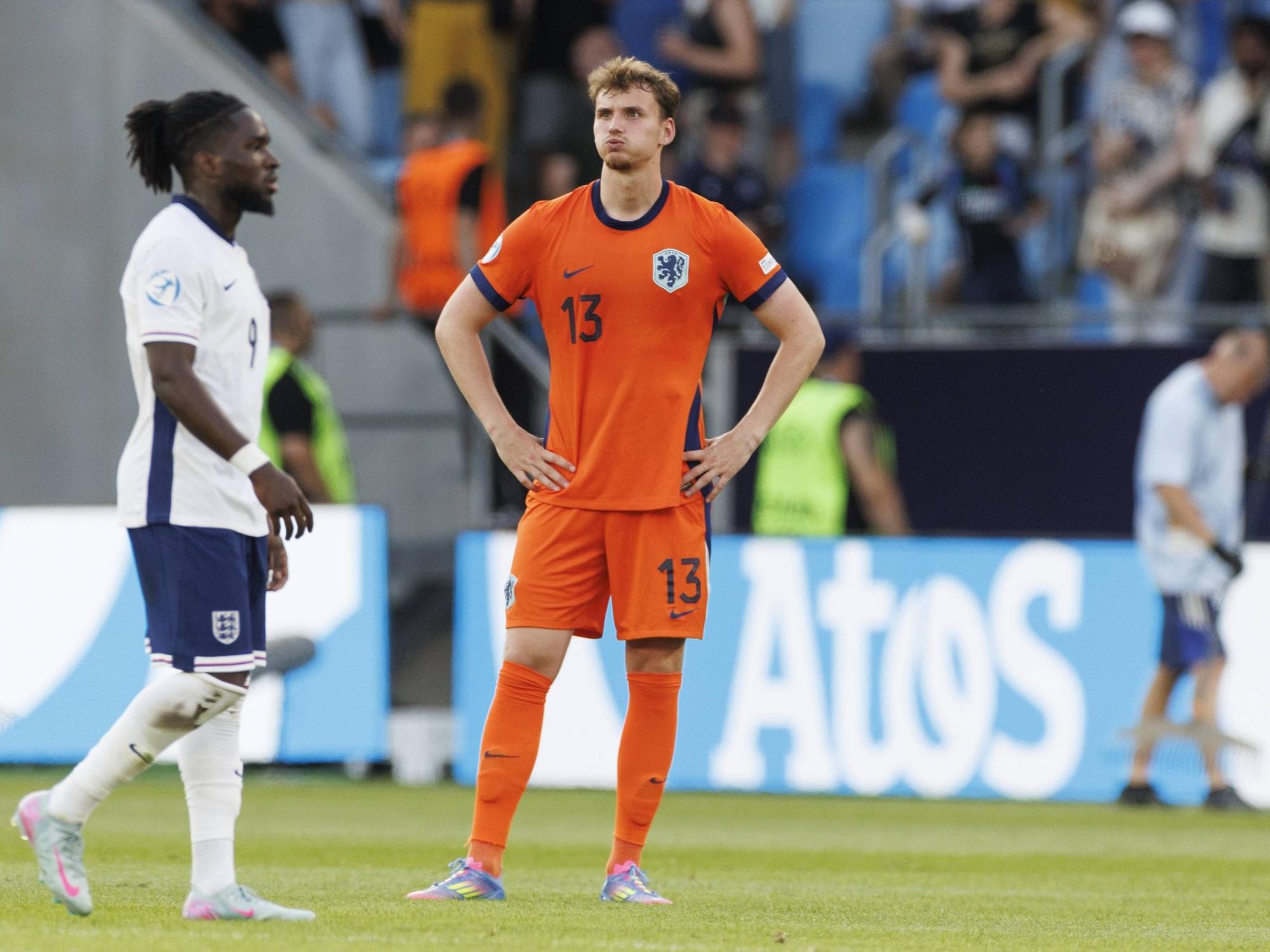 Innenverteidiger Rav van den Berg am 25. Juni 2025 beim Halbfinale der U21-EM zwischen der Niederlande und England.