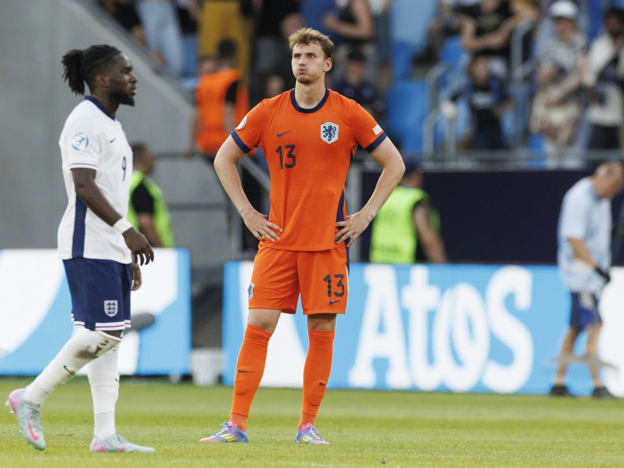 Innenverteidiger Rav van den Berg am 25. Juni 2025 beim Halbfinale der U21-EM zwischen der Niederlande und England.