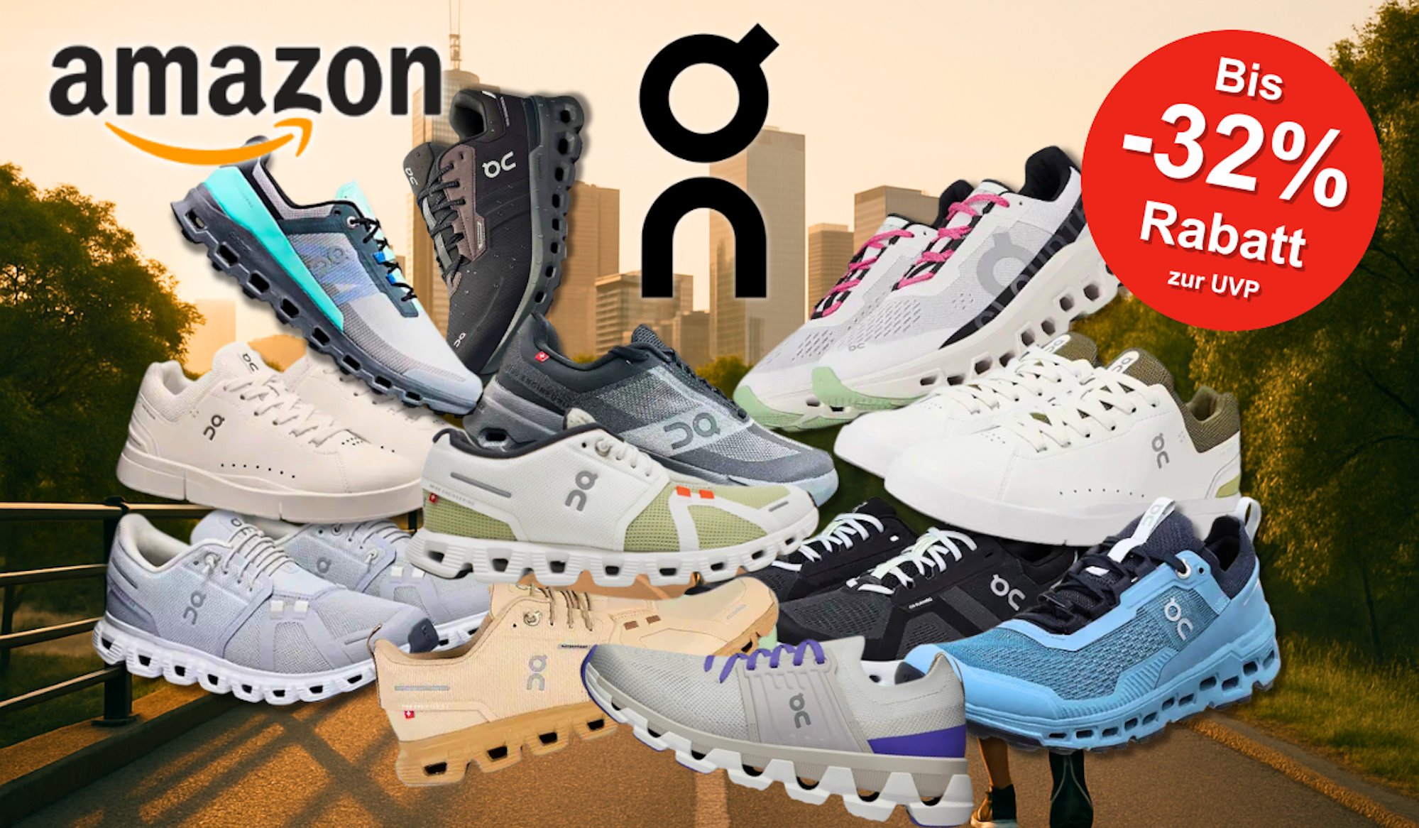 Auf dem Bild sind ganz viele unterschiedliche Modelle und Varianten der On Sneaker zu sehen.