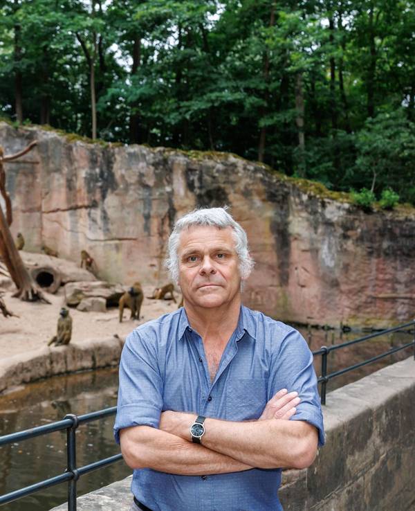 Dag Encke, Direktor des Tiergarten Nürnberg, steht an der Außenanlage der Paviane.
