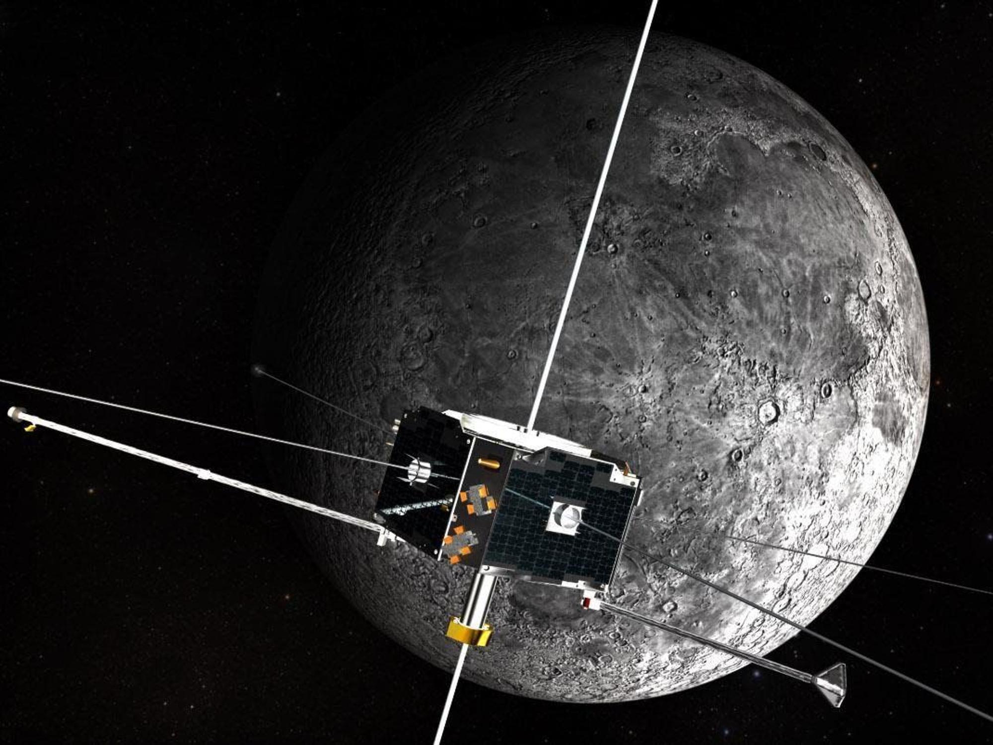 Künstlerische Darstellung des „Artemis“-Raumschiffs in der Umlaufbahn um den Mond.