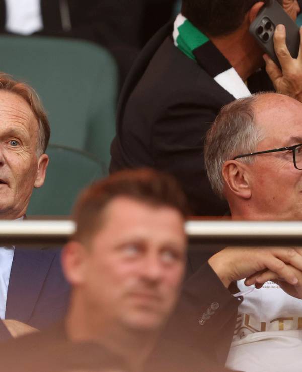 Hans-Joachim Watzke sitzt auf der Tribüne.