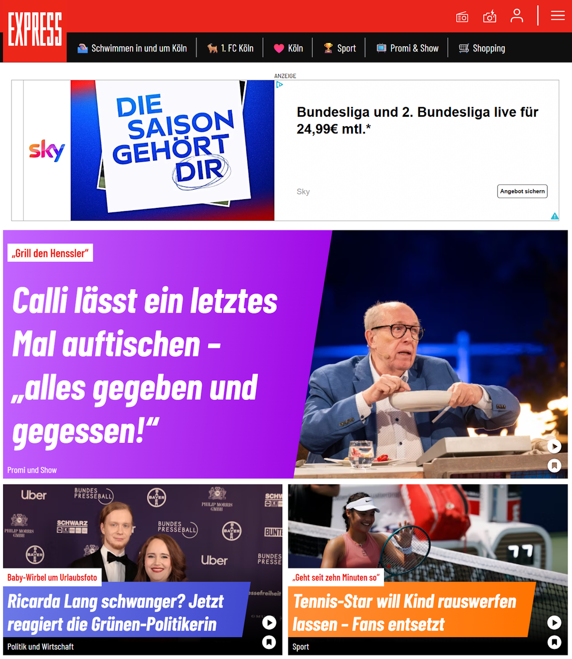 Das neue Startseiten-Layout von EXPRESS.de in der mobilen Variante.