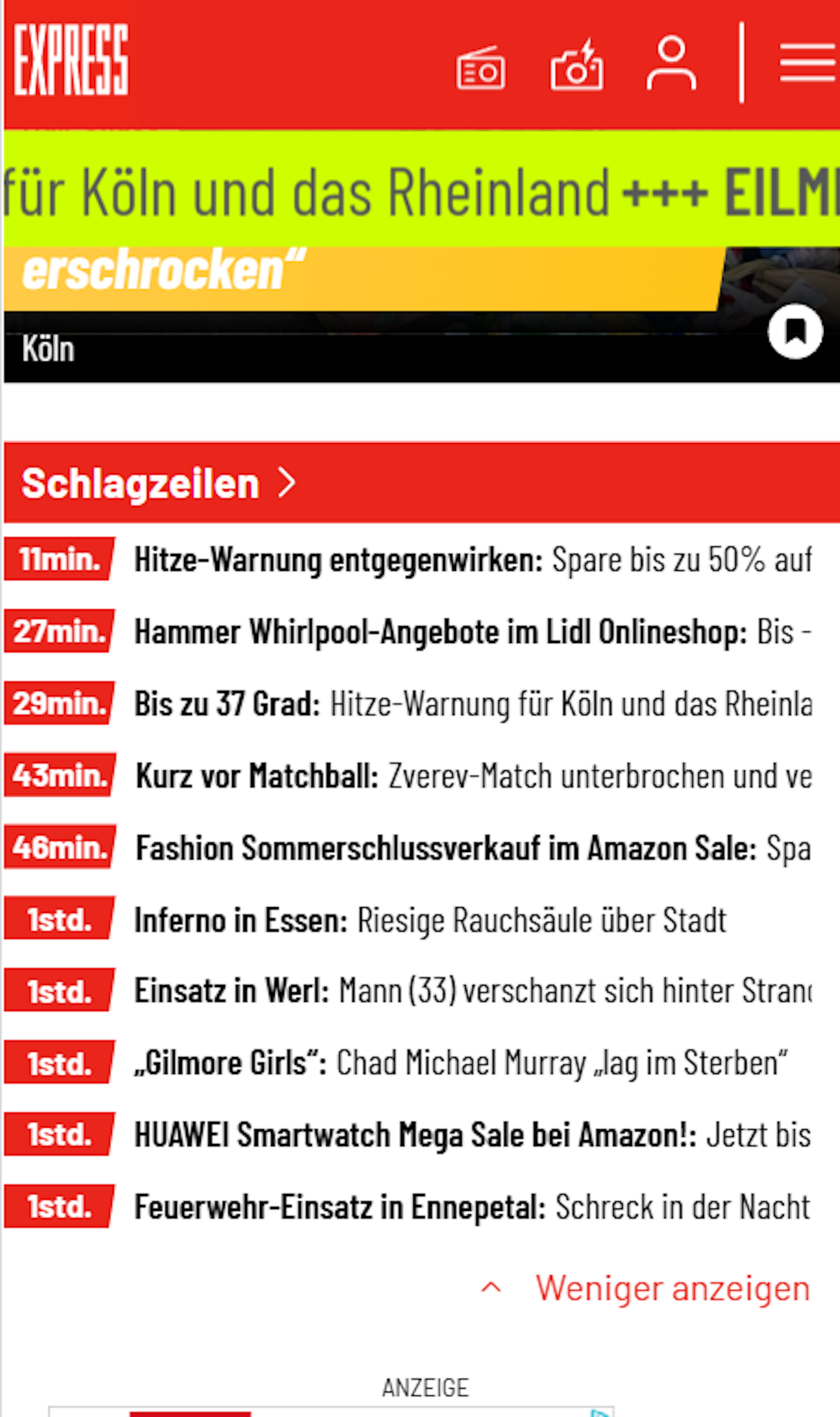 Die Schlagzeilen auf EXPRESS.de auf dem Smartphone.