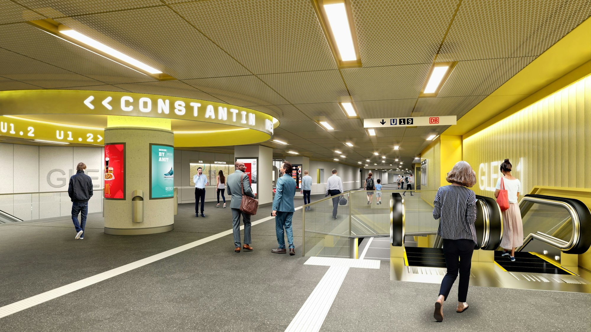 Visualisierung der neugestalteten KVB-Haltestelle Bahnhof Deutz/Messe.