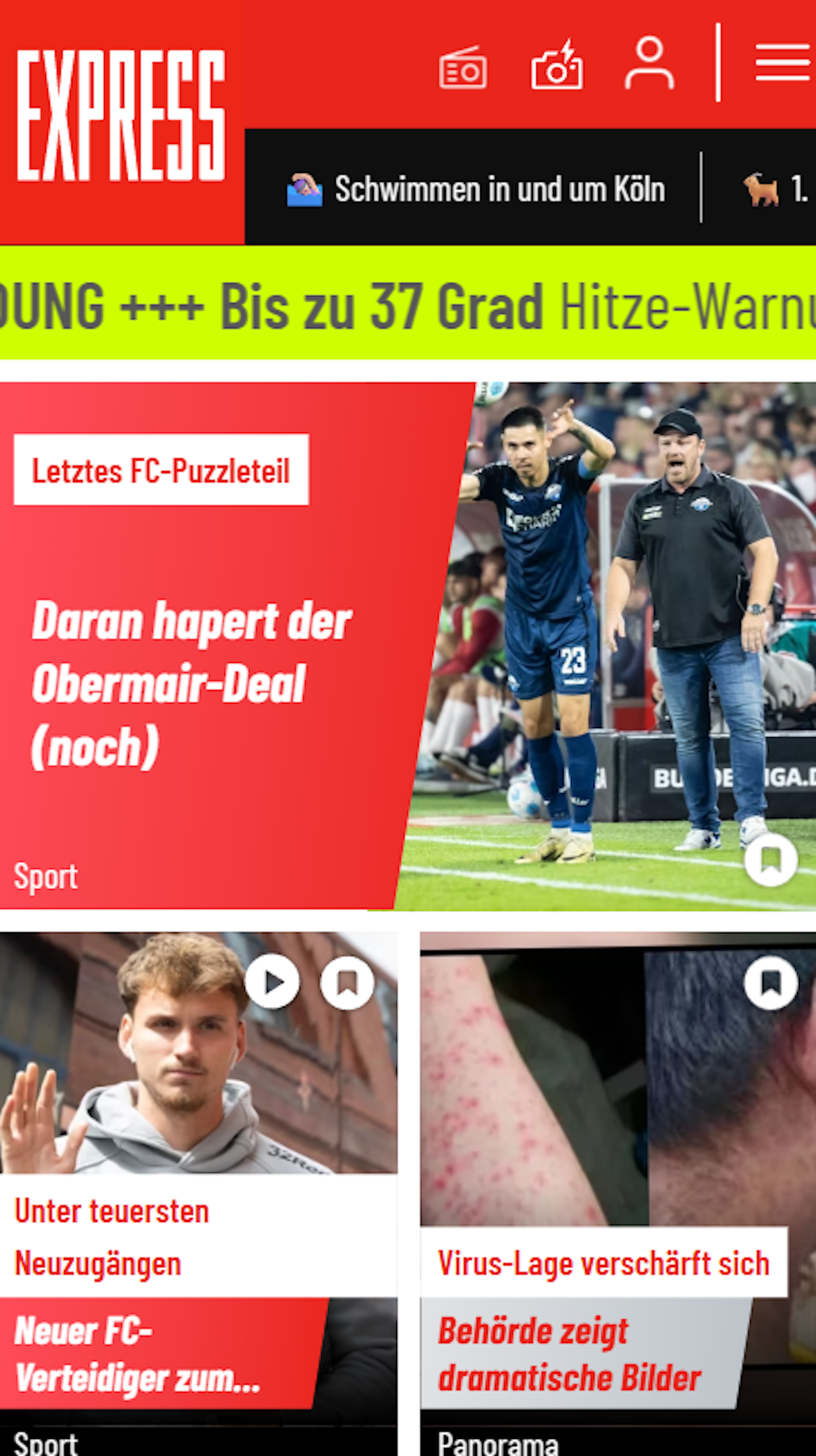 Das neue Startseiten-Layout von EXPRESS.de in der mobilen Variante.