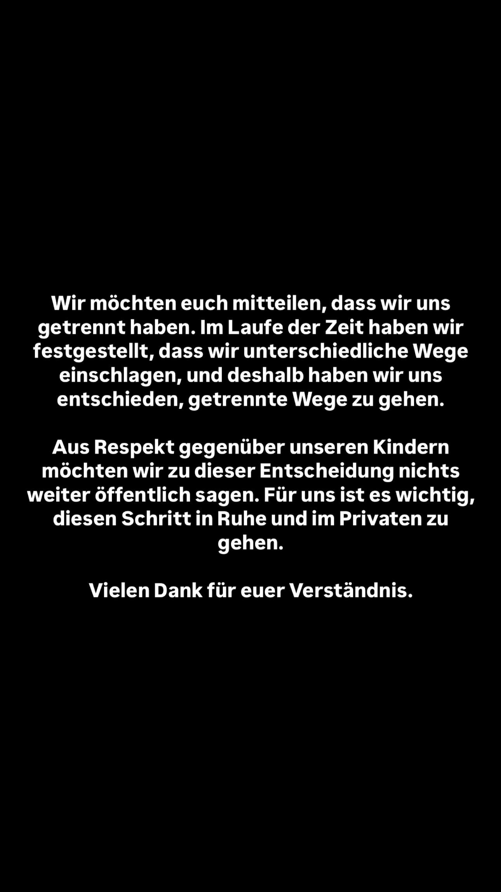 Mit diesen Zeilen machte Laura Maria Rypa das Liebes-Aus bekannt.