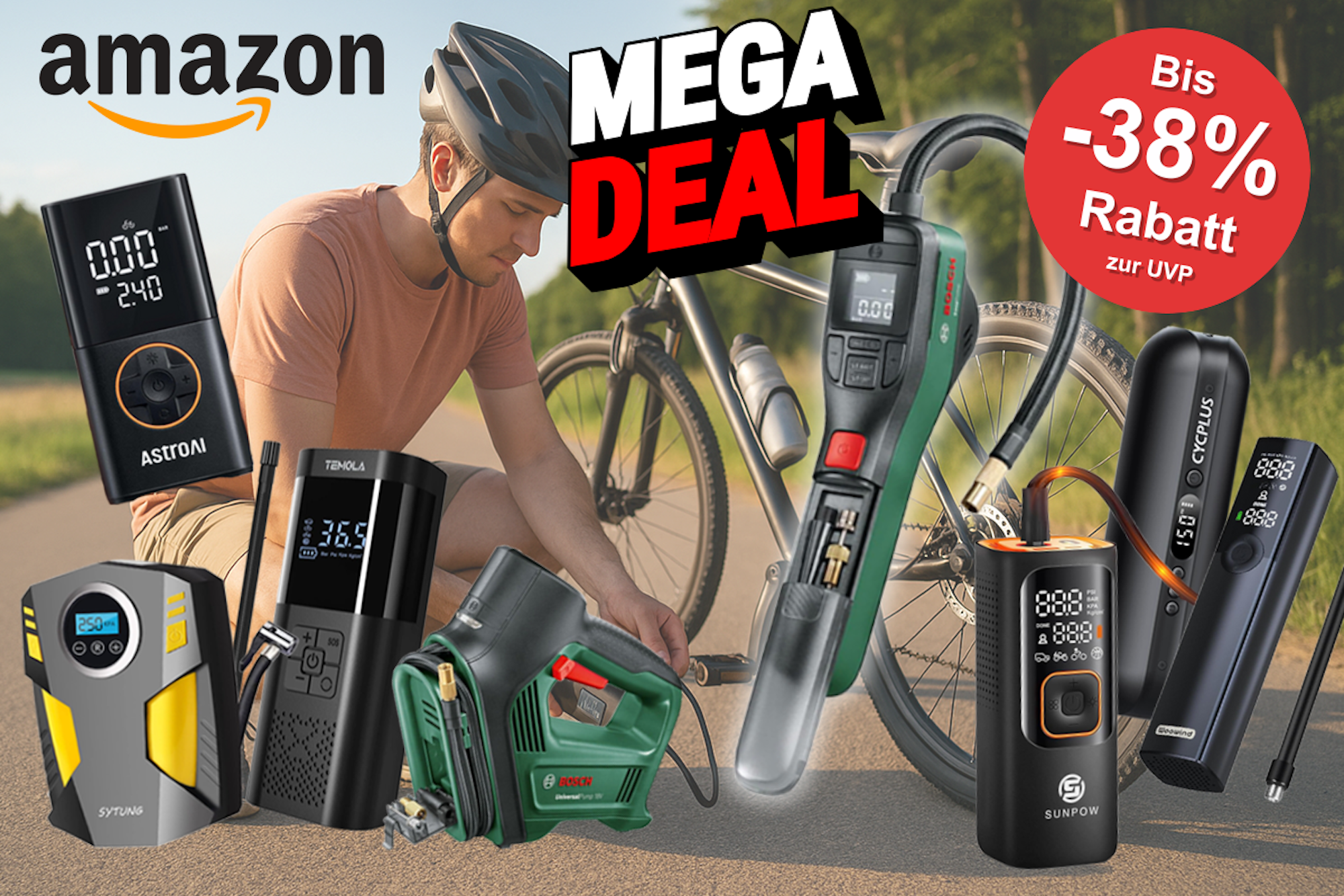 Auf dem Bild werden diverse elektrische Pumpen gezeigt, die bei Amazon vertrieben werden.