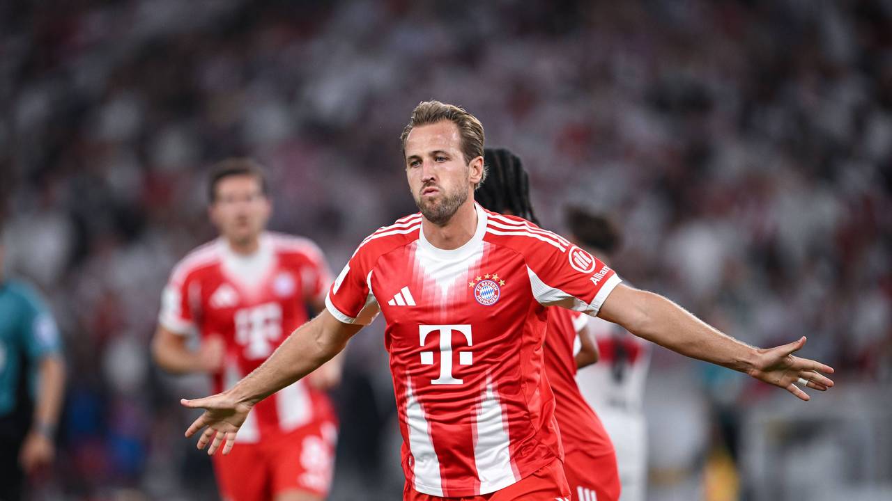 Harry Kane beim Torjubel im Spiel gegen Stuttgart.