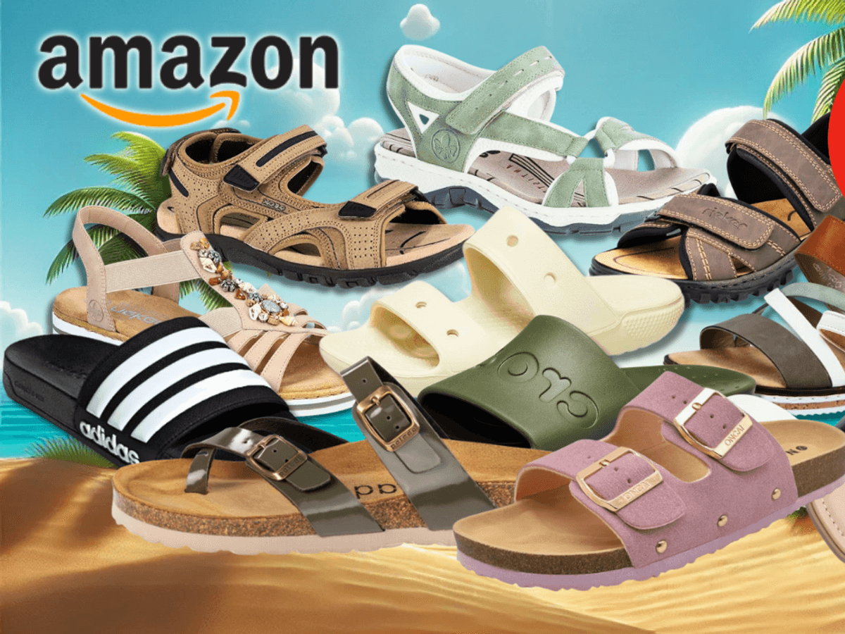 Auf dem Bild sind Sandalen diverser Marken abgebildet.